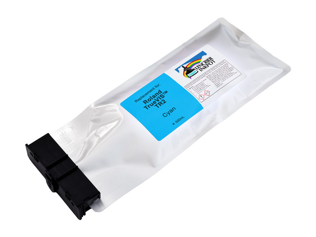 Pochette d'encre compatible 500ml CYAN pour imprimantes Roland TrueVIS (TR2-CY)