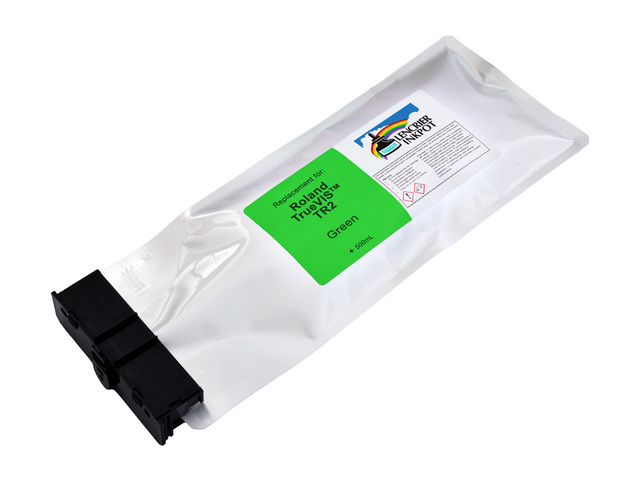 Pochette d'encre compatible 500ml VERTE pour imprimantes Roland TrueVIS (TR2-GR)