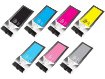 Spécial kit de 7 pochettes d'encre compatibles 500ml pour imprimantes Roland TrueVIS (CMYK+Lc+Lm+Lk)