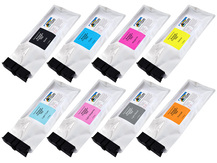 Spécial kit de 8 pochettes d'encre compatibles 500ml pour imprimantes Roland TrueVIS (CMYK+Lc+Lm+Lk+Or)